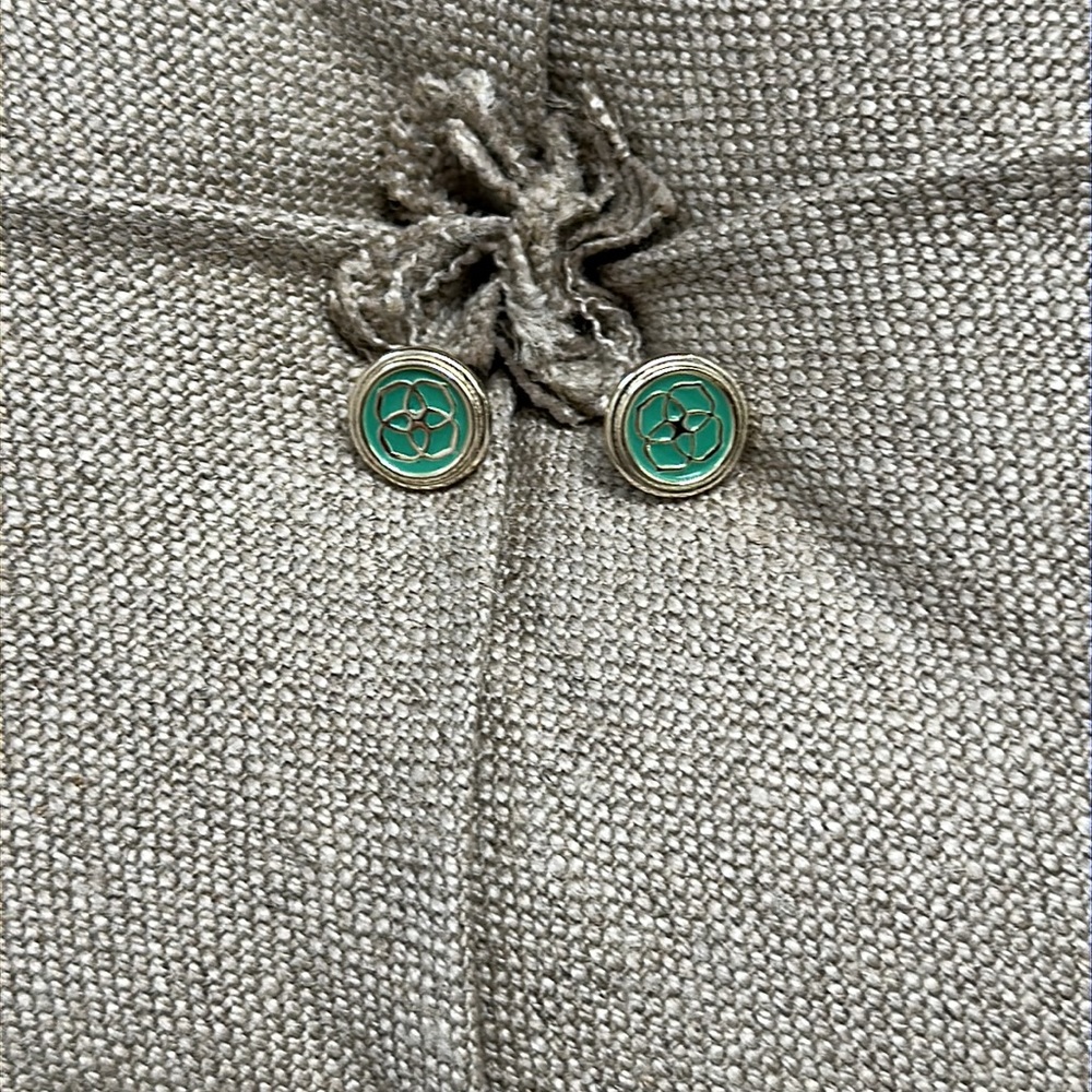 Kendra Scott Gold and Teal studs - Picture 3 of 6